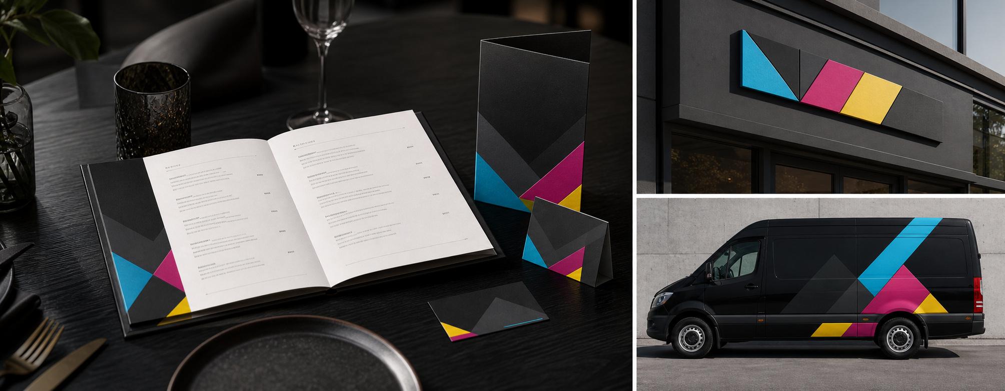 Hospitality print suite, dimensional signage, and fleet graphics